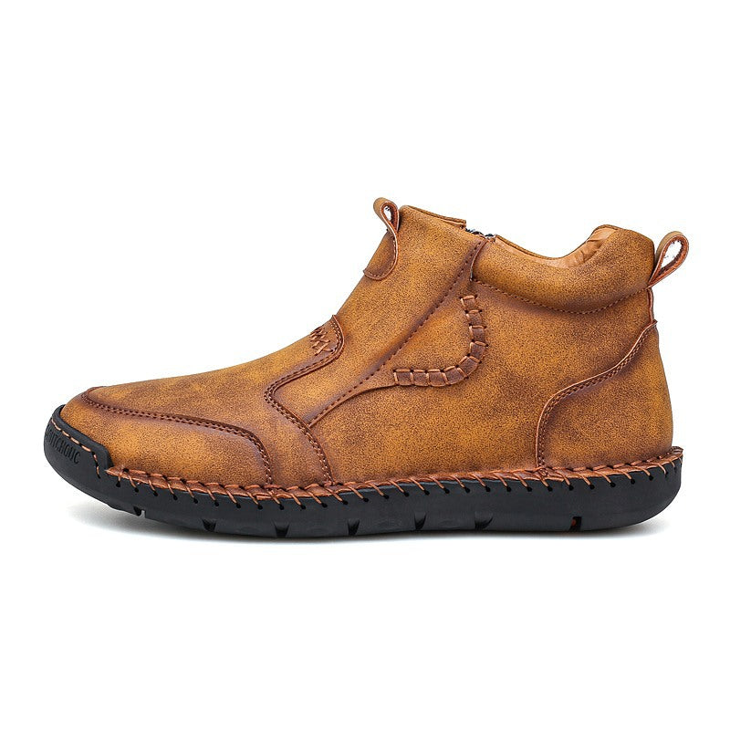 Large Size Handmade Casual Microfiber Leather Mid-top Men's Shoes