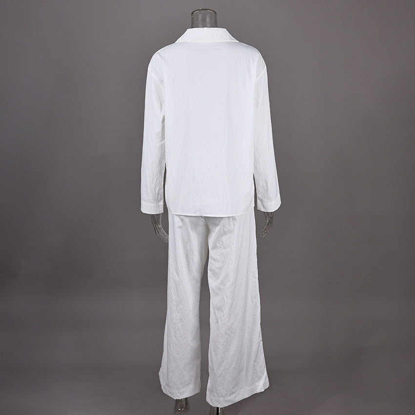 Soft And Comfortable Two-piece Pajama Set With Long Sleeves And Long Pants