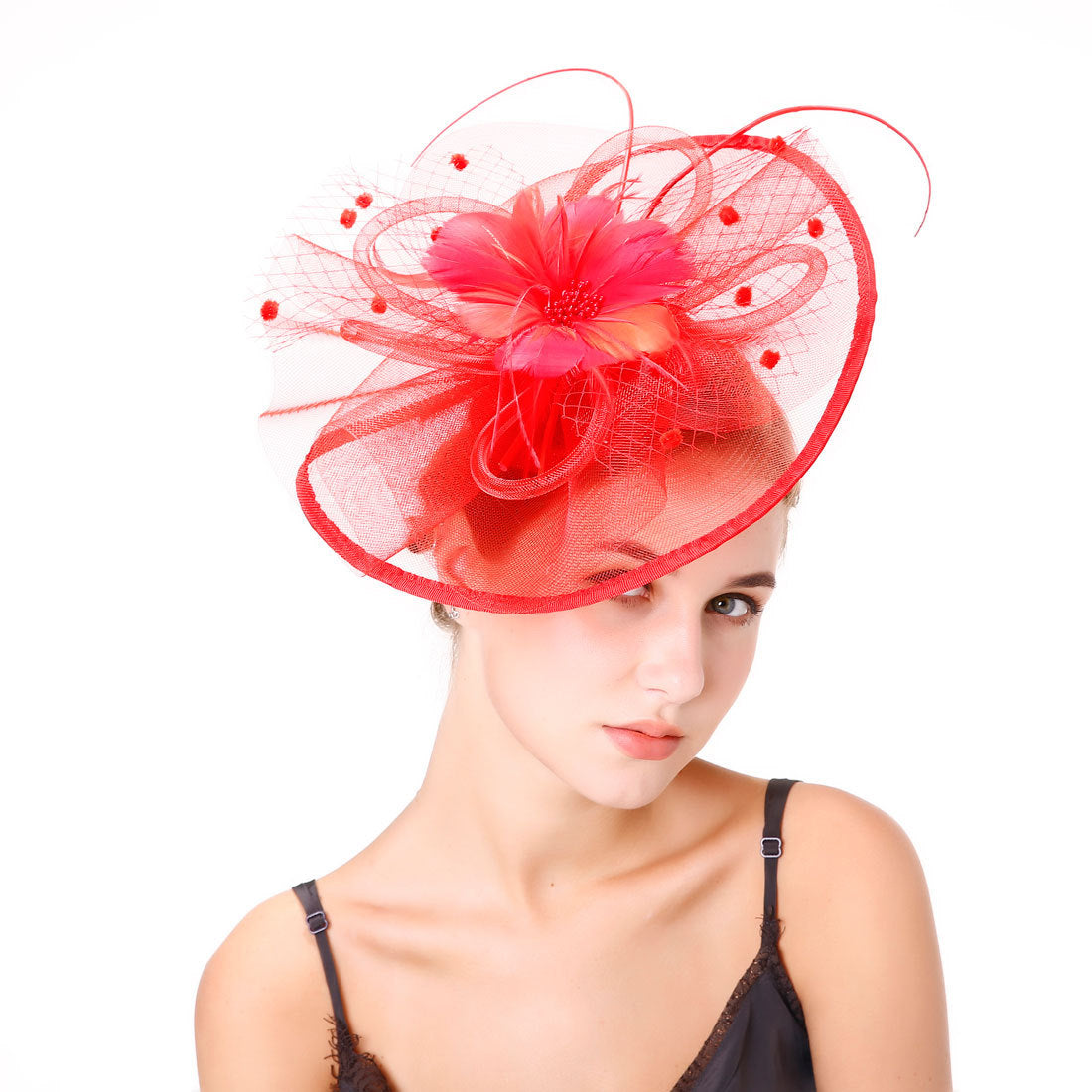 Women's Festival Hat Mesh Hair Clip Headgear