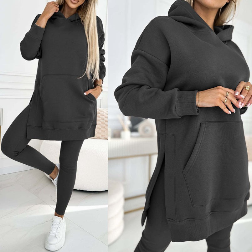 Sports Casual Hooded Sweater Thickened Underwear Leggings Two-Piece Suit