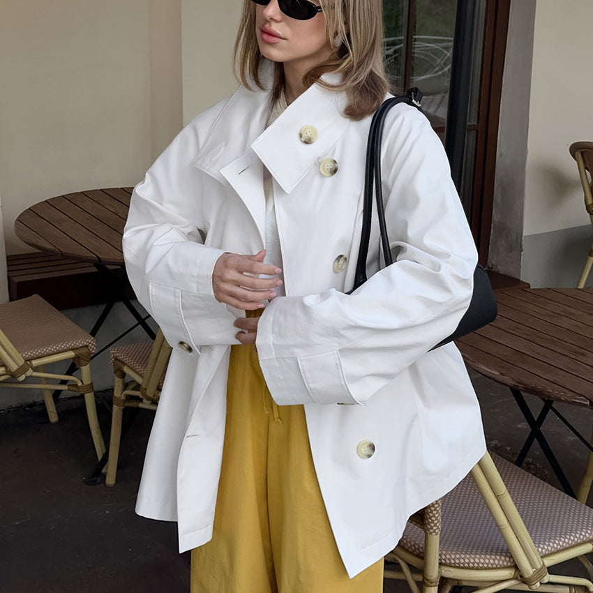 Design Mellemlang Trenchcoat Løs Flatterende Cardigan