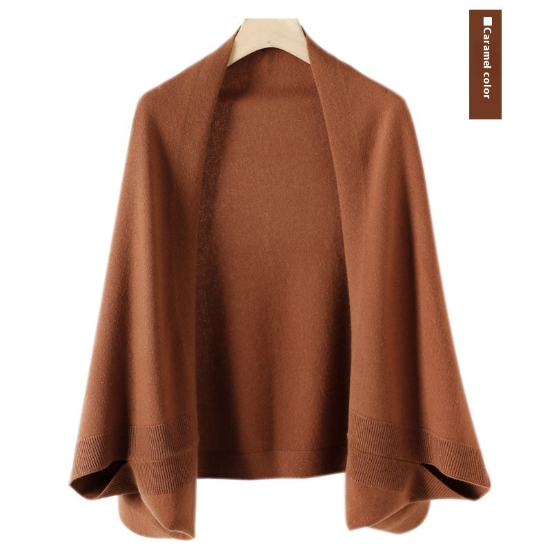 Women's Cashmere Shawl Knitting Cape Dual Purpose Scarf