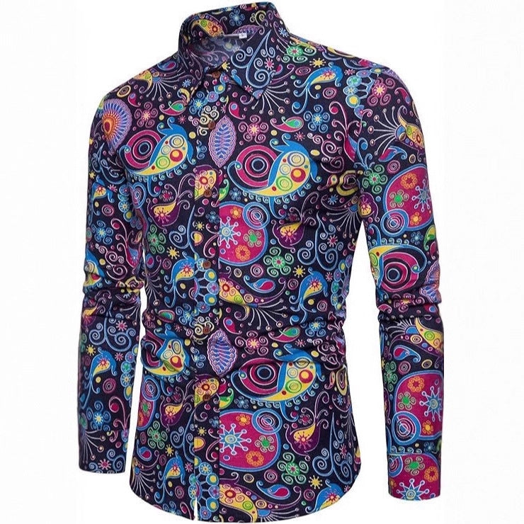 Beach Floral Mens Long-sleeve Shirt