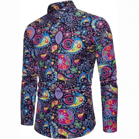 Beach Floral Mens Long-sleeve Shirt