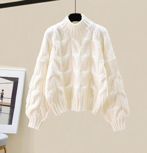 Women's Gentle Oversized Knitted Cardigan Sweater With Skirt