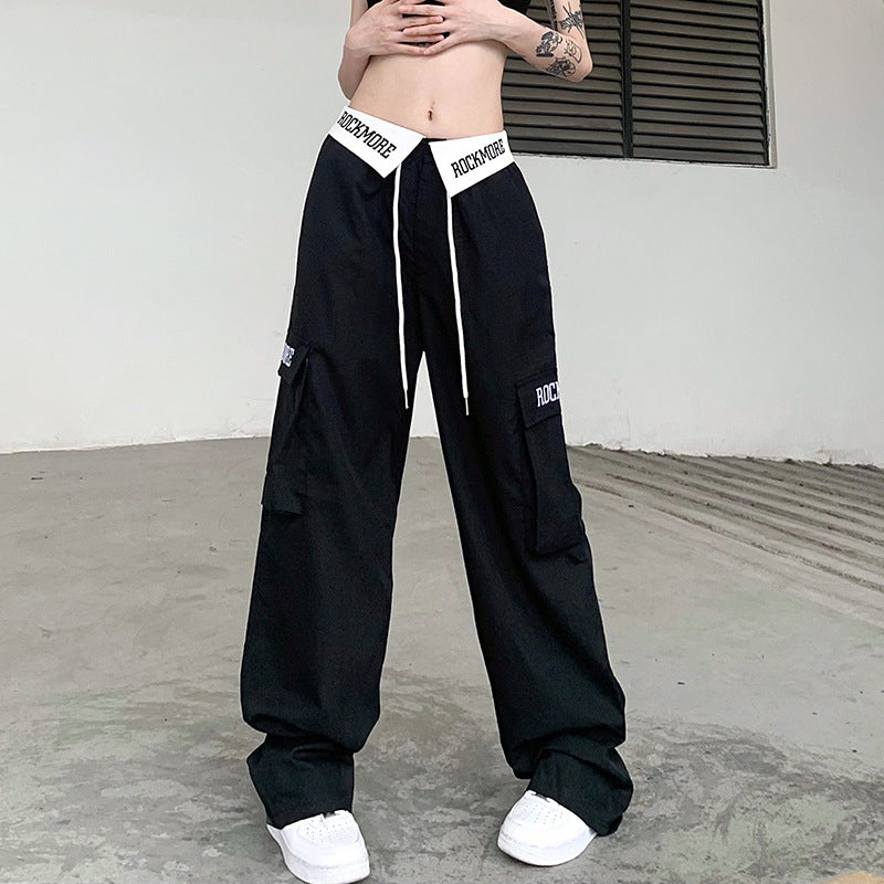Handsome Color Bump Hem Pants Design Overalls