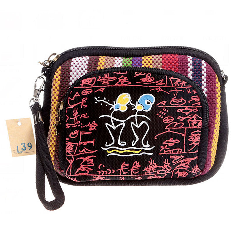 Multifunctional Fabric Printed Canvas Shoulder Crossbody Bag