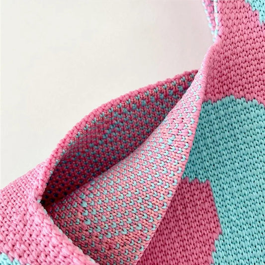Girl's Multi-color Knitted Shoulder Bag