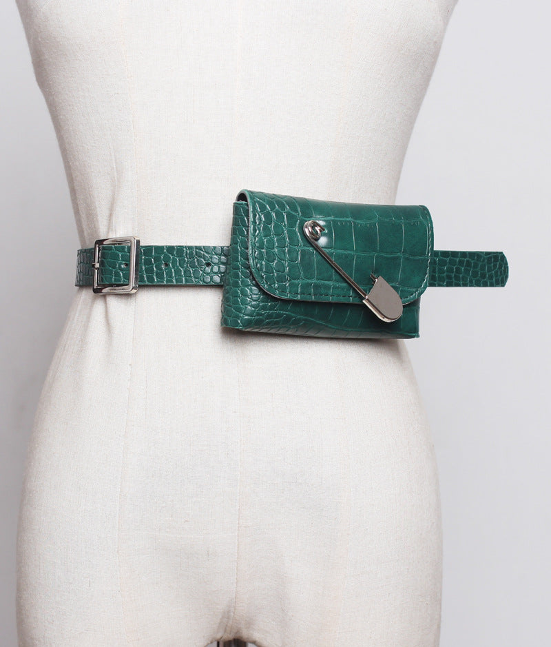 New Net Red Small Bag Female Black Big Pin Folding Mini Waist Bag