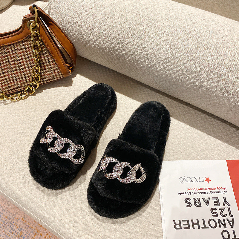 Women's Fashion All-match Non-slip New Style Plush Slippers