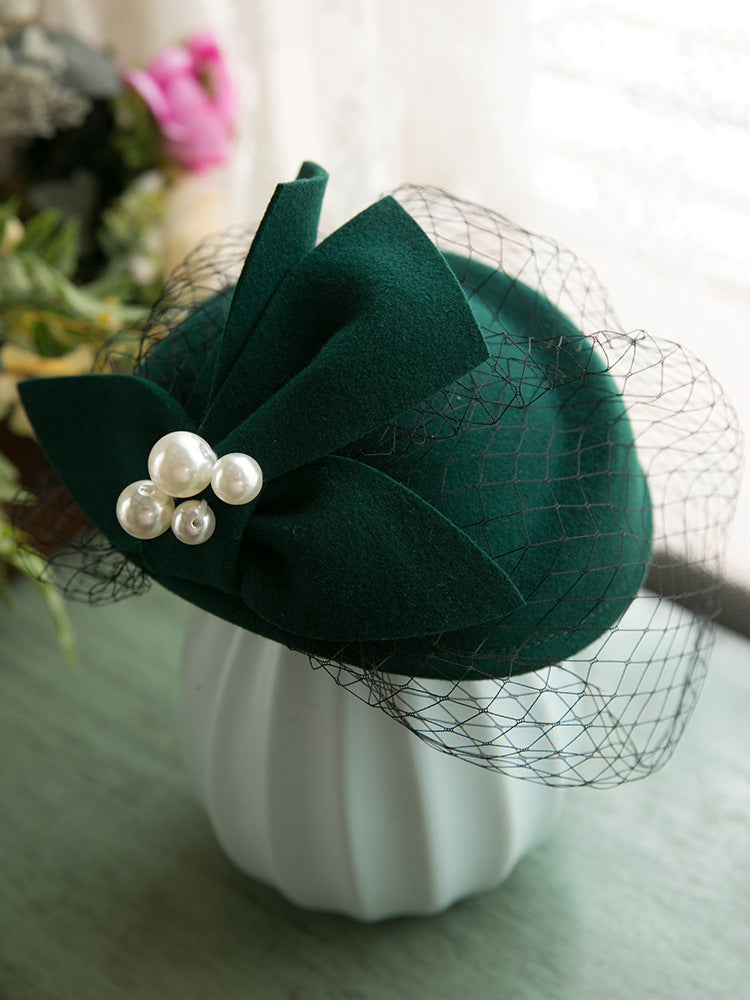 Fransk Elegant Britisk Vintage Mesh Baret