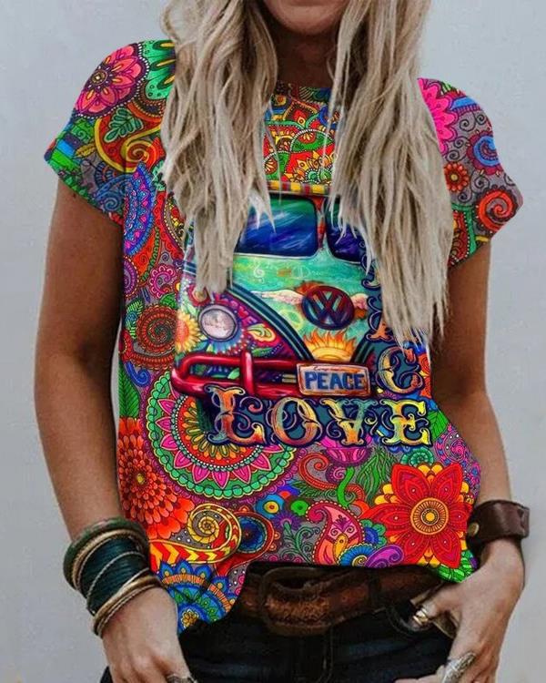 Cross Border Pattern Printed Women's Short-sleeved T-shirt