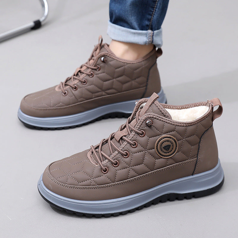 Fleece-lined, Insulated Snow Boots With A Thick Sole And Round Toecasual Athletic Shoes