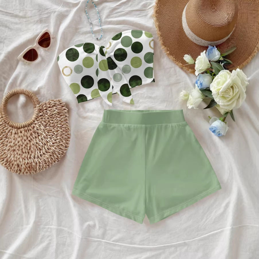 Summer Vacation Tube Top And Shorts Set