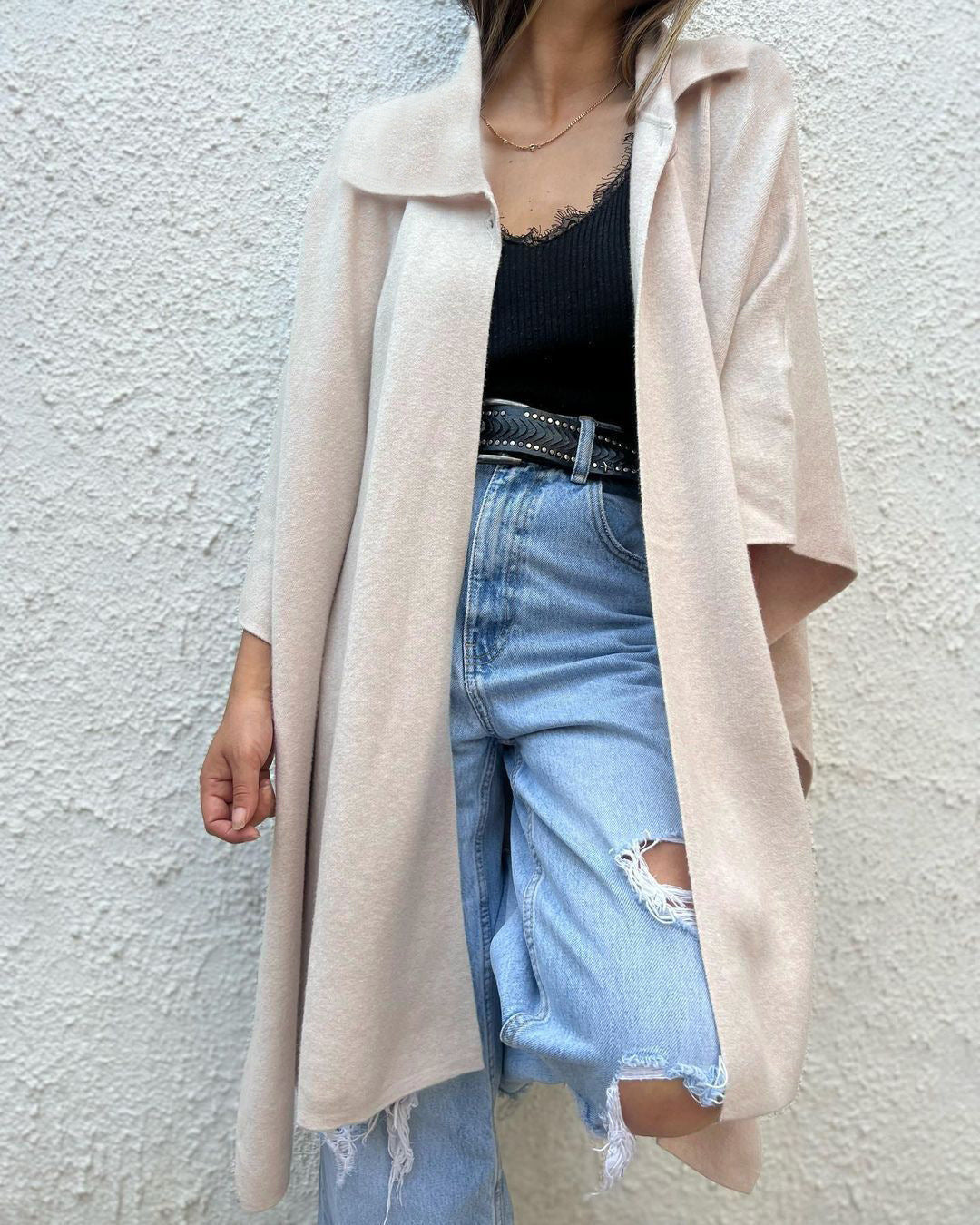 Løs Trenchcoat til Kvinder med Én Knap
