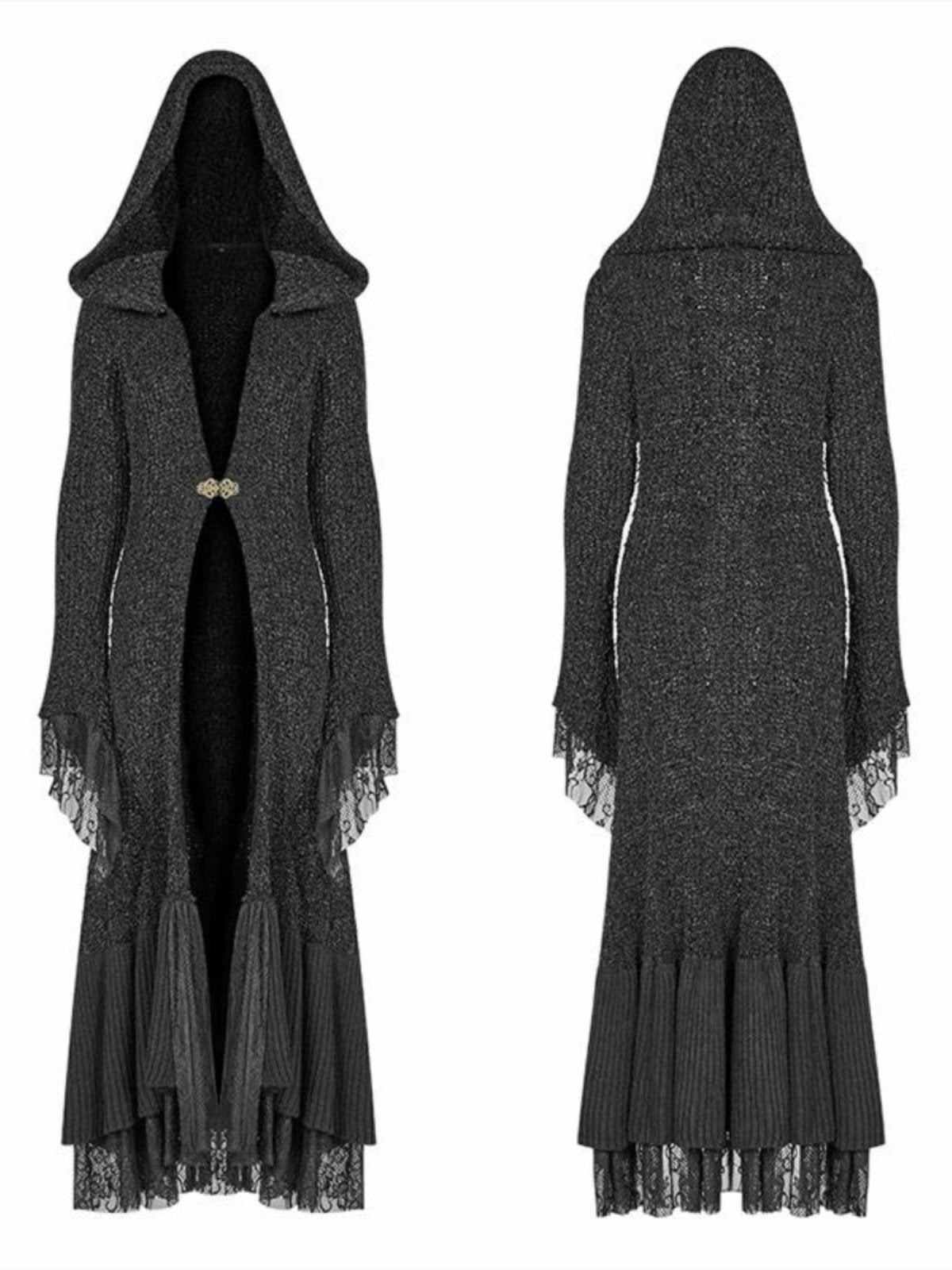 Steampunk Knit Slim Fit Hooded Lace Tassel Sweater Cardigan Dress
