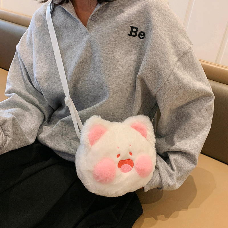 Girl's Cartoon Plush Diagonal Bag