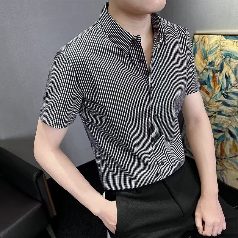 New Mens Minimalist Trendy Plaid Shirt