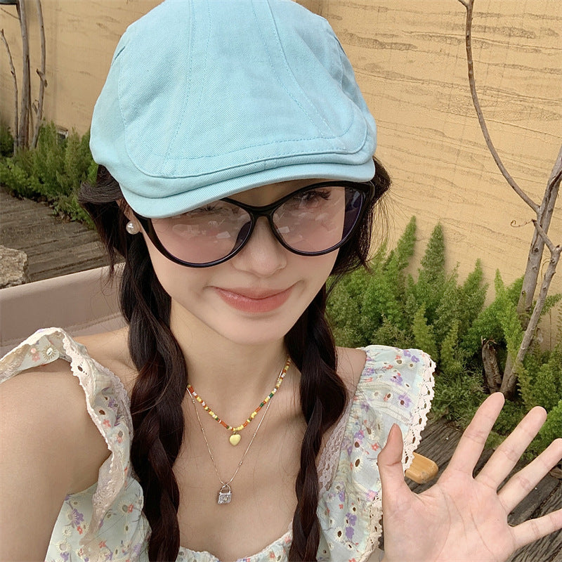 Japanese Style British Style Lake Blue Retro Denim Advance Hats