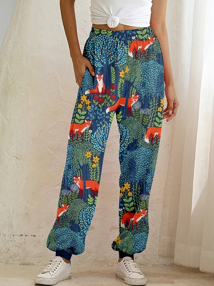 Animal-themed Digital-print High-waisted Harem Pants