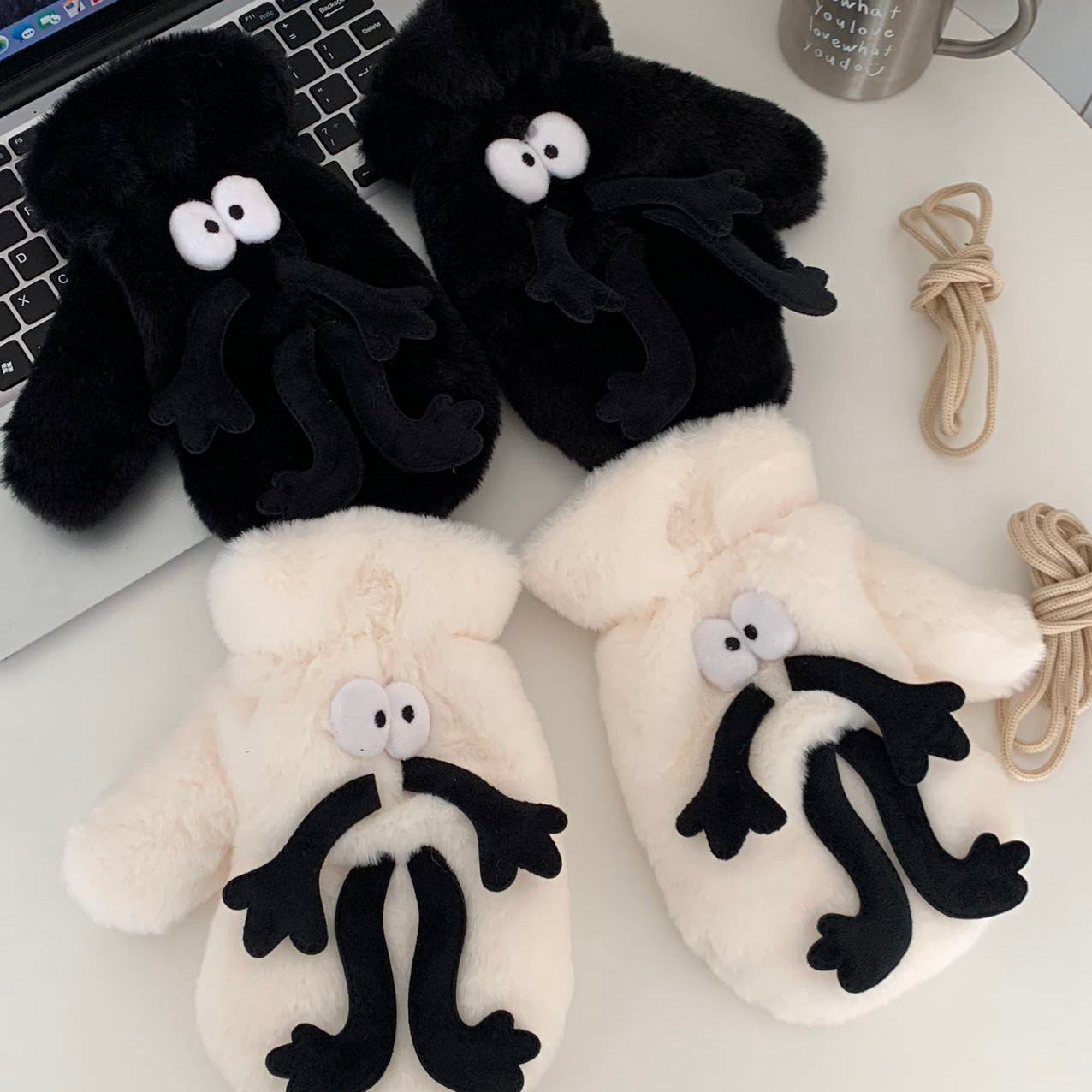 Creative Funny Little Briquette Plush Gloves