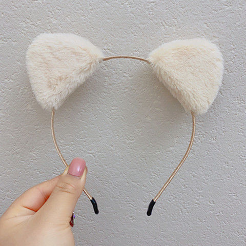 Plush Cat Ear Headband Hairpin For Hair Washing
