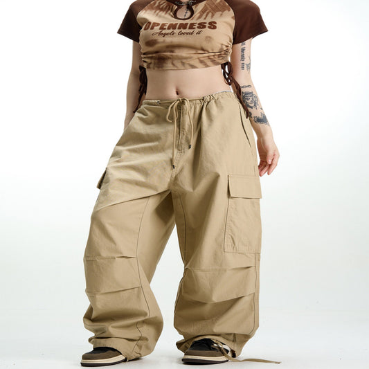 Retro Mopping Umbrella Overalls Loose Wide-leg Pants