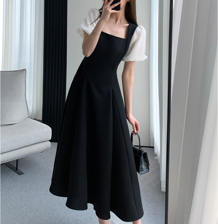 French Vintage Hepburn Square Neck Dress