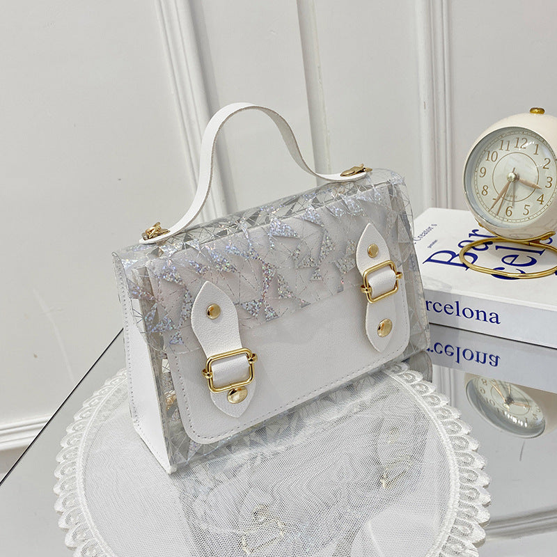 Clear Double Clasp Chain Portable Small Square Bag