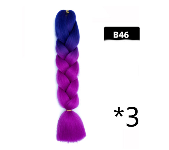 Color Big Braid African Chemical Fiber High Temperature Silk Wig Gradient