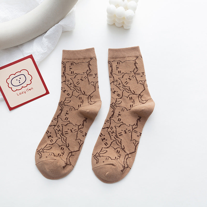 Japanese Cartoon Cartoon Cat Sweet Medium Tube Cotton Socks