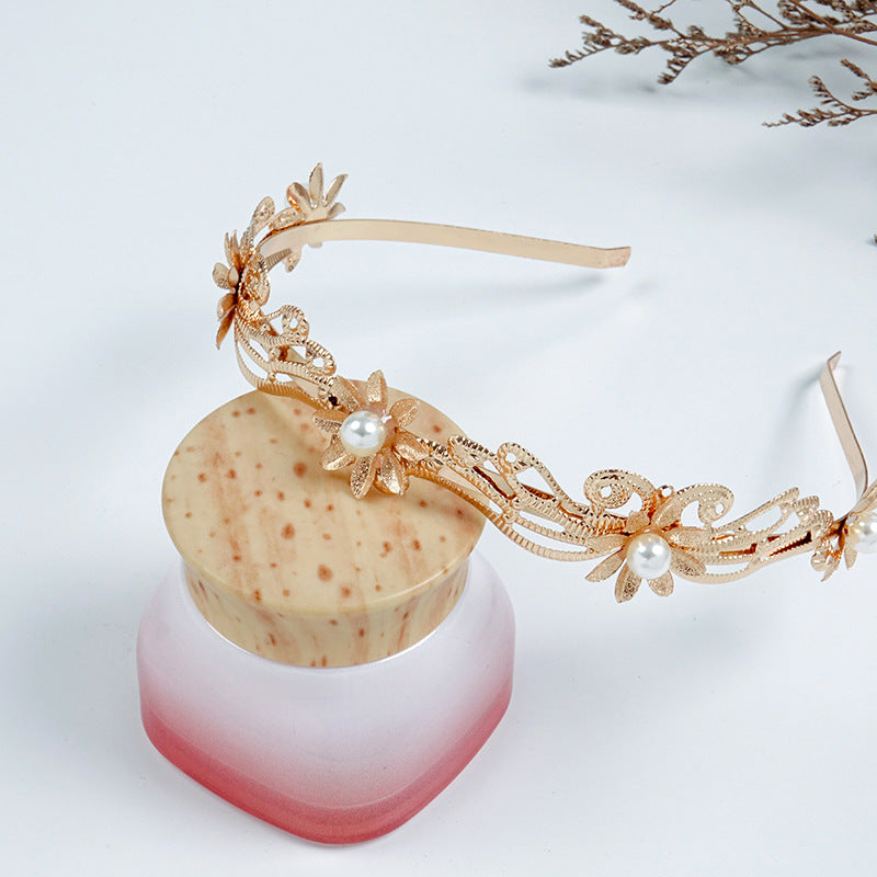 Sweet Metal Leaf Pearl Headband