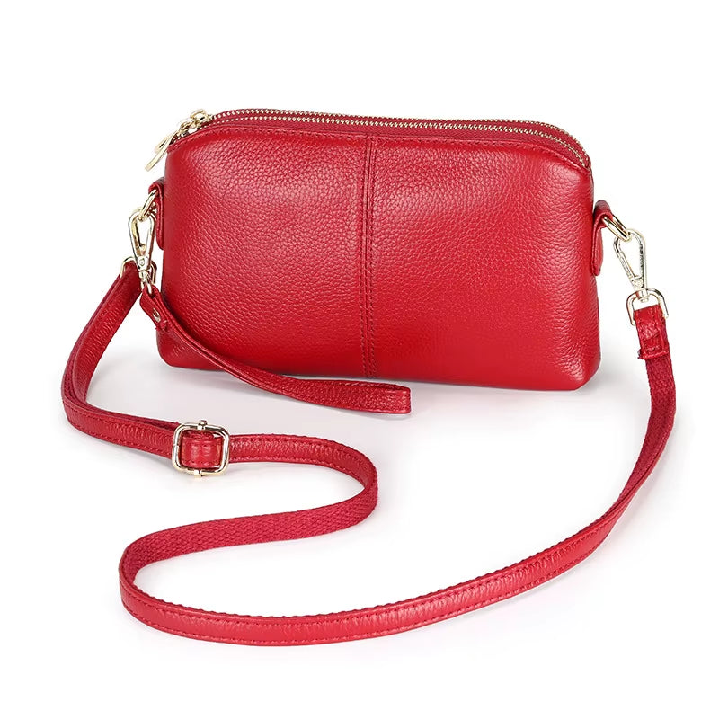 2024 Women's Genuine Leather Shoulder Bags - High-Quality Cow Leather Messenger, Clutch, and Crossbody Bags