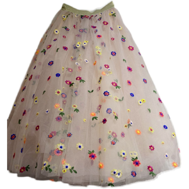 Broderet Lille Blomst Paraply Puffy Kjole