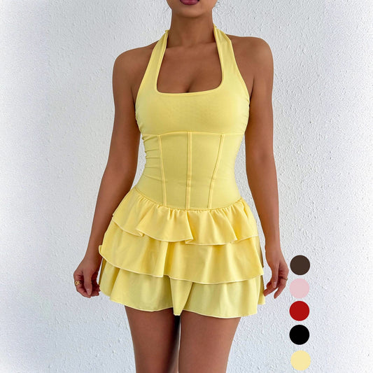 Womens Stylish Sexy Figure-hugging Strap Mini Dress