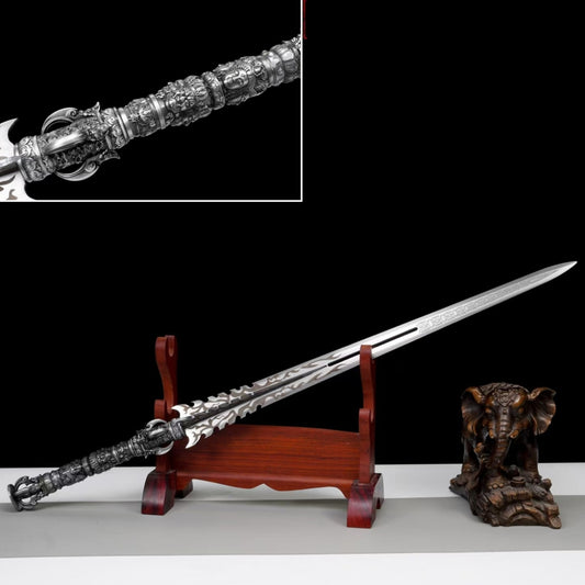 Long Style Han Jian, Demon Subduing Sword, High Manganese Steel Battle Sword Unsharpened Cold Weapon For Self-Defense,  Decoration