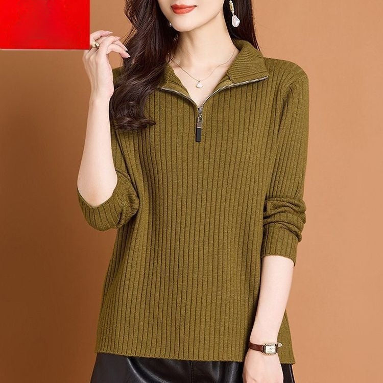 Womens Loose-fitting Turtleneck Sweater With A Lapel Neckline