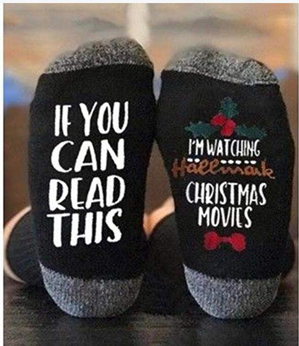 1Pair New Hallmark Movies Soft Socks Christmas Letters Printed Women Winter Warm Socks Gifts Hogard DC11