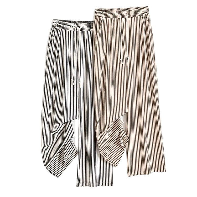 Trendy Black And White VerticalStriped WideLeg Pants For Women