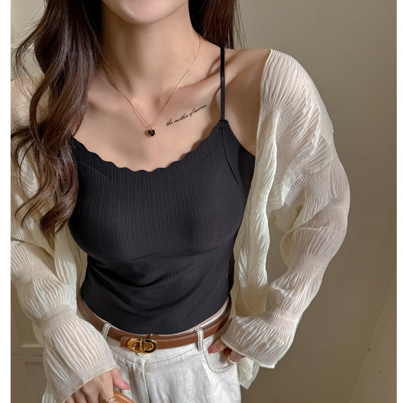 Sexy Hot Girl Spaghetti Strap Camisole Women's Ice Silk Back