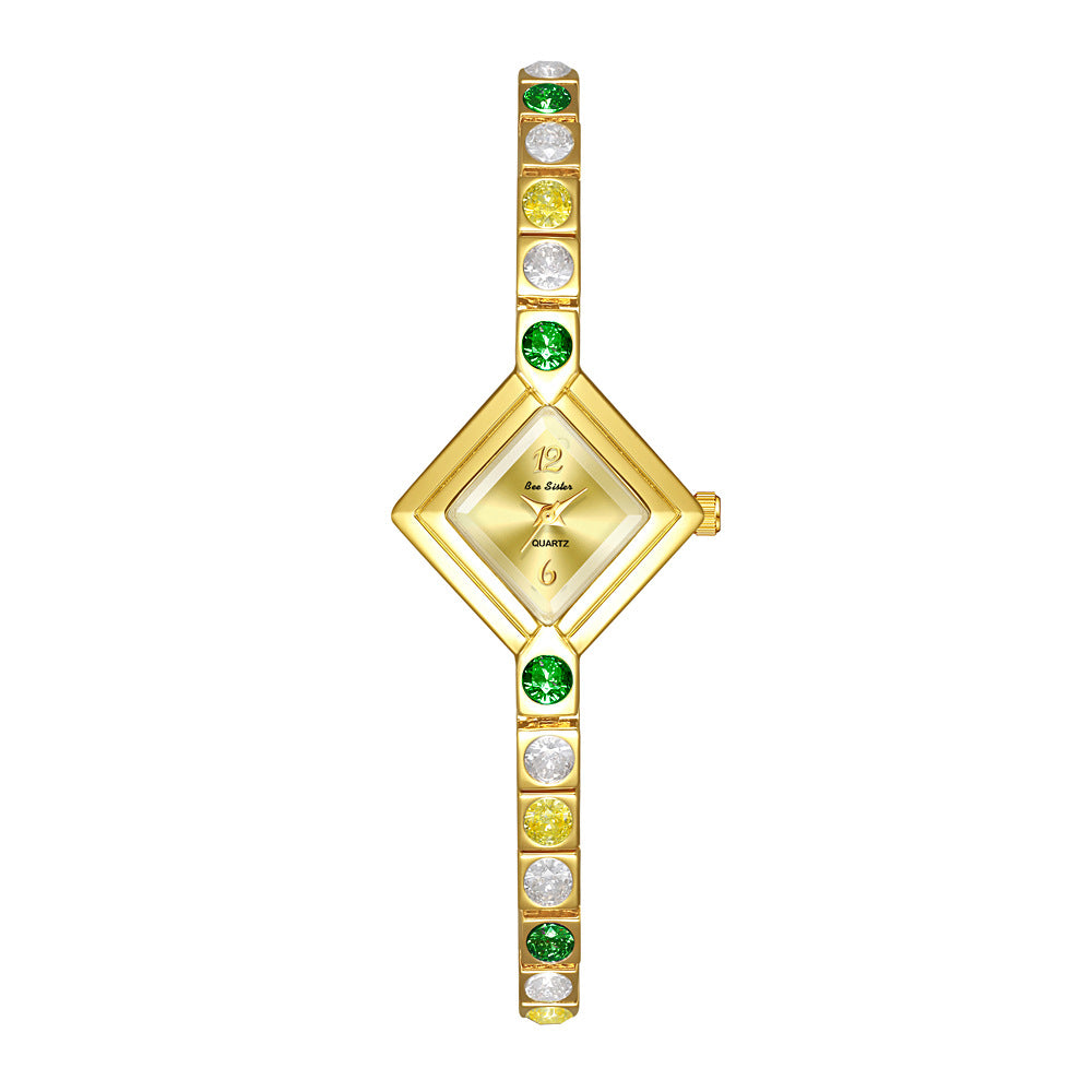 Light Luxury Temperament Gradient Diamond Anique Pocket Watch Spring Green Women's Watch