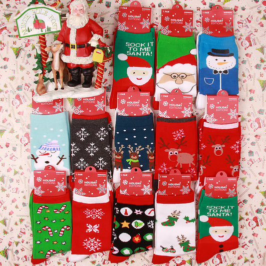 Old man elk snowman cotton women's socks