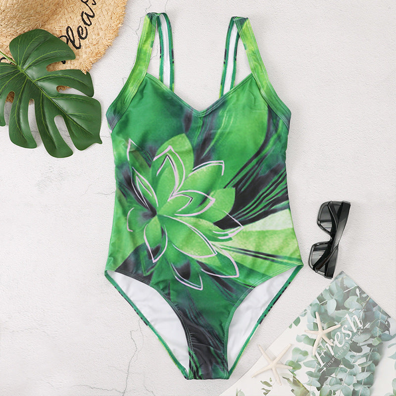 Women's Fashion Casual One Piece Printed Swimsuit