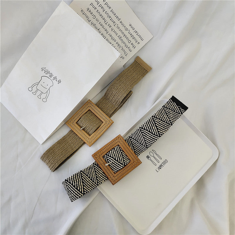 Woman buckle elastic belt