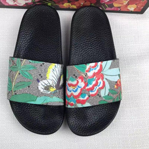 Womens Slippers Slide Sandals Floral Printing Rubber Flip-flops Shoes Red Green