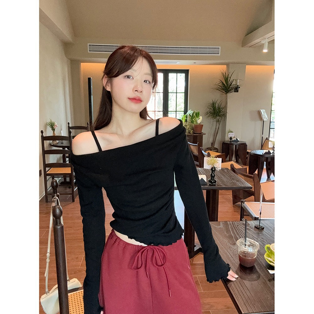 Fashion Fake Two-piece Off-shoulder Long Sleeve Women