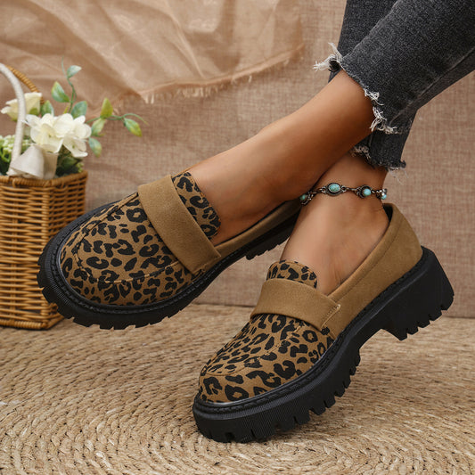 Plus-size Leopard-print Loafers Fall Slip-on Design
