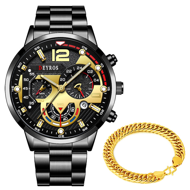 Six-hand Steel Band Quartz Watch Sports Men