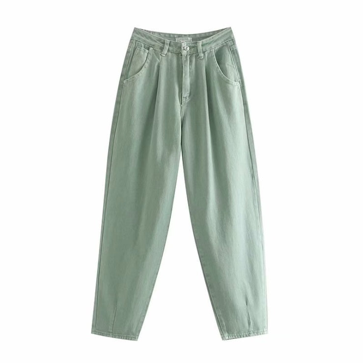 European and American style pleated loose fashion jeans