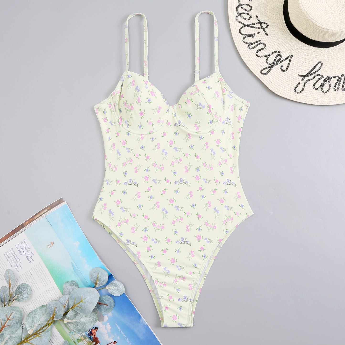 Women's Underwire Floral One Piece Swimsuit